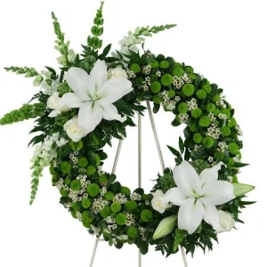Coroana funerara cu crini si crizantema