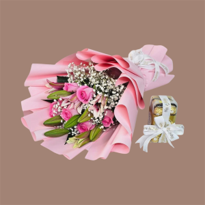 Buchet de flori si bomboane