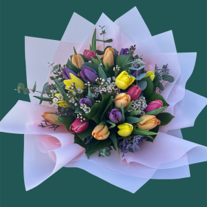 Buchet cu 25 lalele colorate