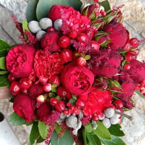 Buchet de cununie cu minitrandafiri rosii