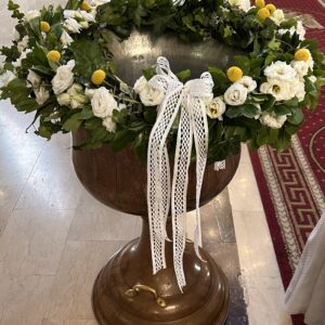 Aranjament cristelnita cu dantela si craspedia